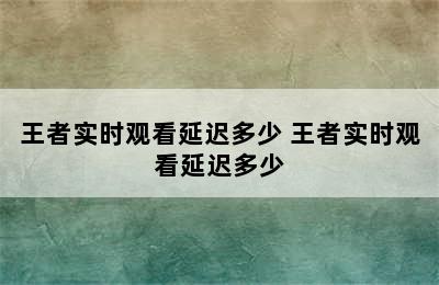 王者实时观看延迟多少 王者实时观看延迟多少